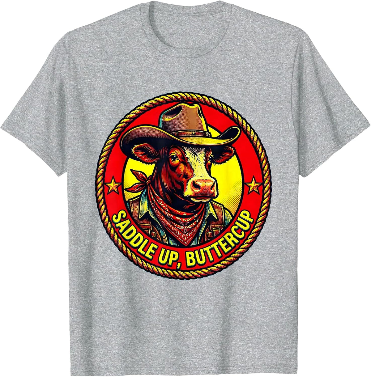 Men's Saddle Up Buttercup Cowgirl Graphic Design T-Shirt - Heather Grey