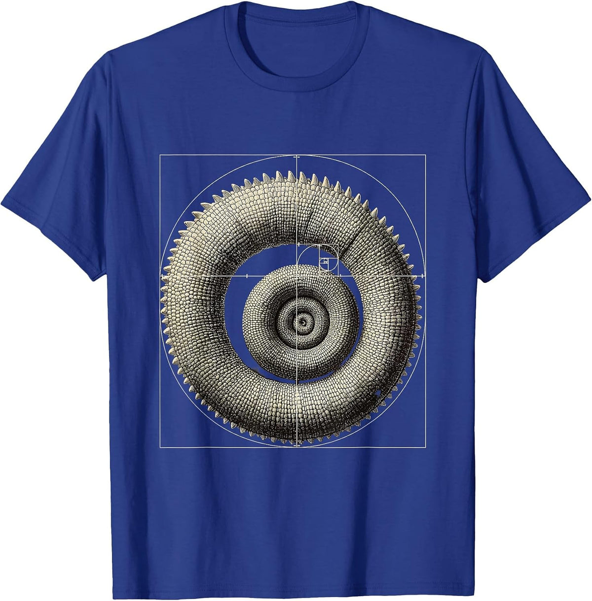 Men's Coiled Chameleon Tail Sacred Geometry Math Lover Design T-Shirt - Royal Blue