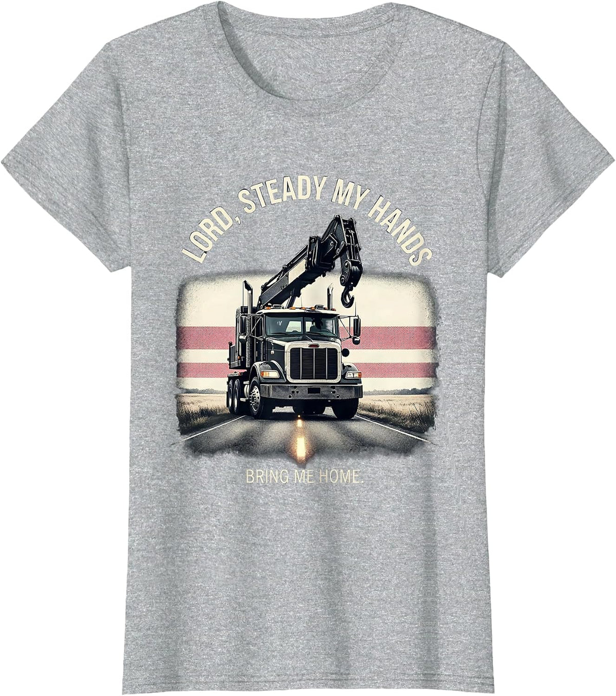 Lord Steady My Hands Bring Me Home Patriotic American Flag T-Shirt - Heather Grey