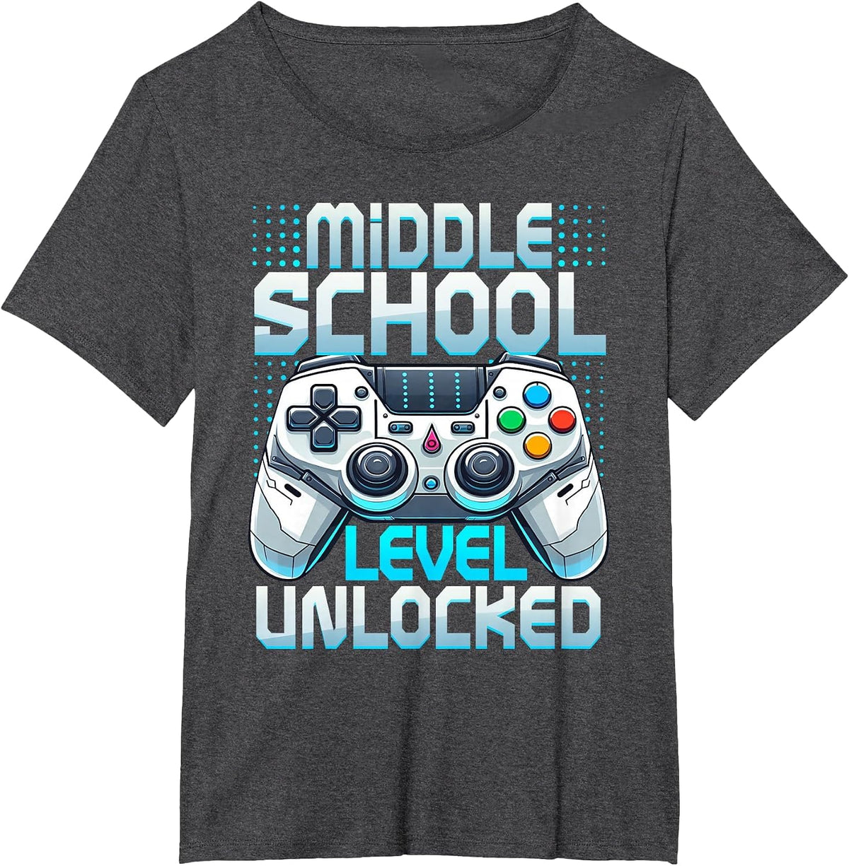 First Day of Middle School Level Unlocked Back to School T-Shirt - Dark Heather Grey