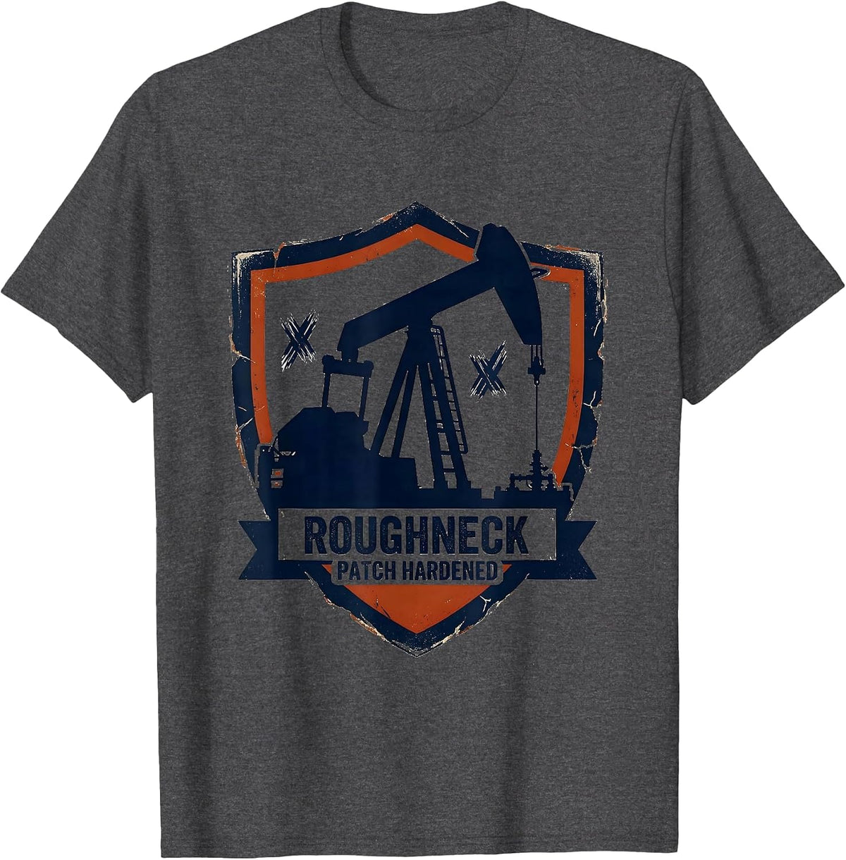 Roughneck, Patch Hardened Oilfield Worker Rugged T-Shirt - Dark Heather Grey