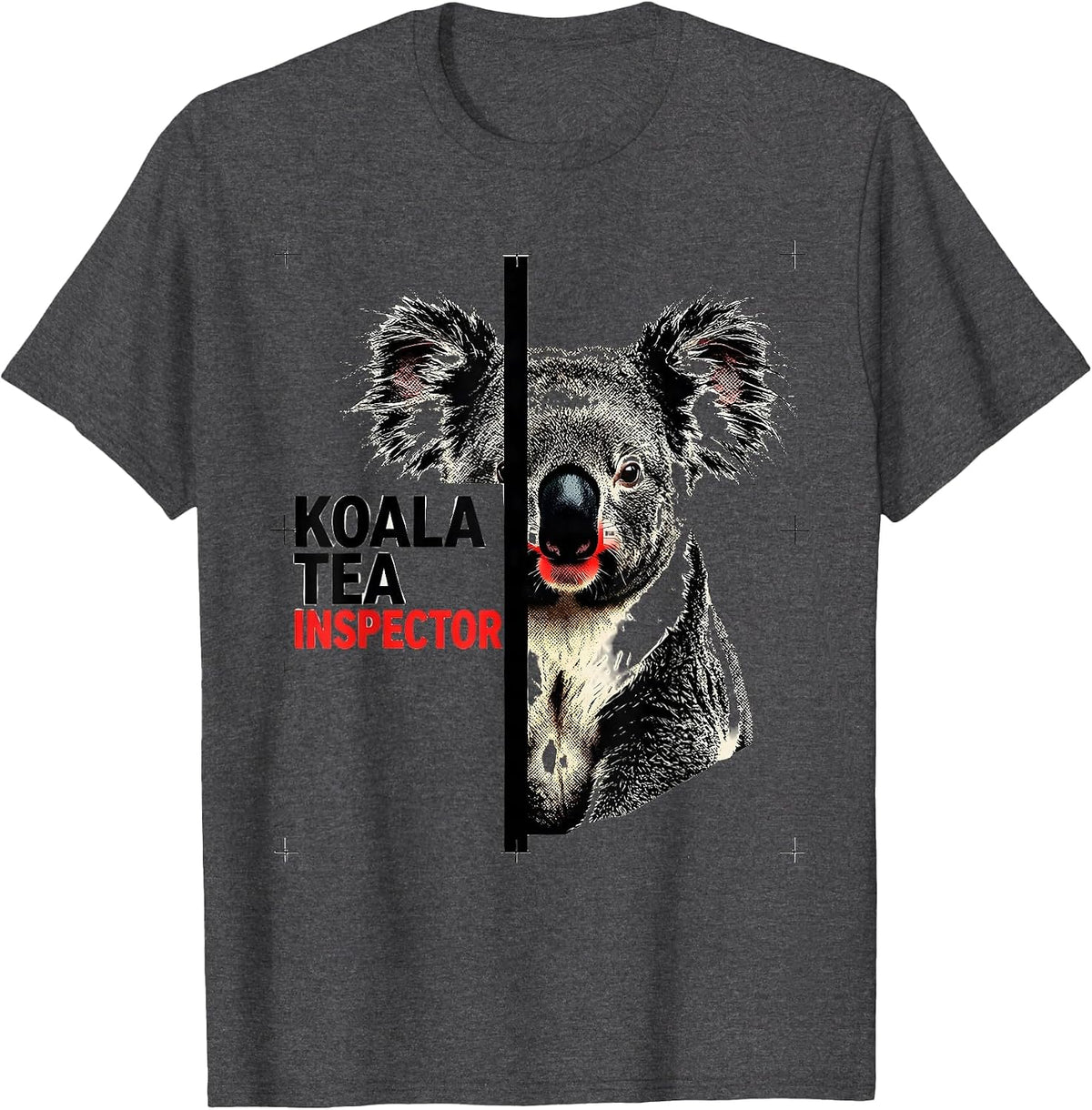 Men's Koala Tea Inspector Funny Koala Lover Animal Pun Humor T-Shirt - Dark Heather Grey