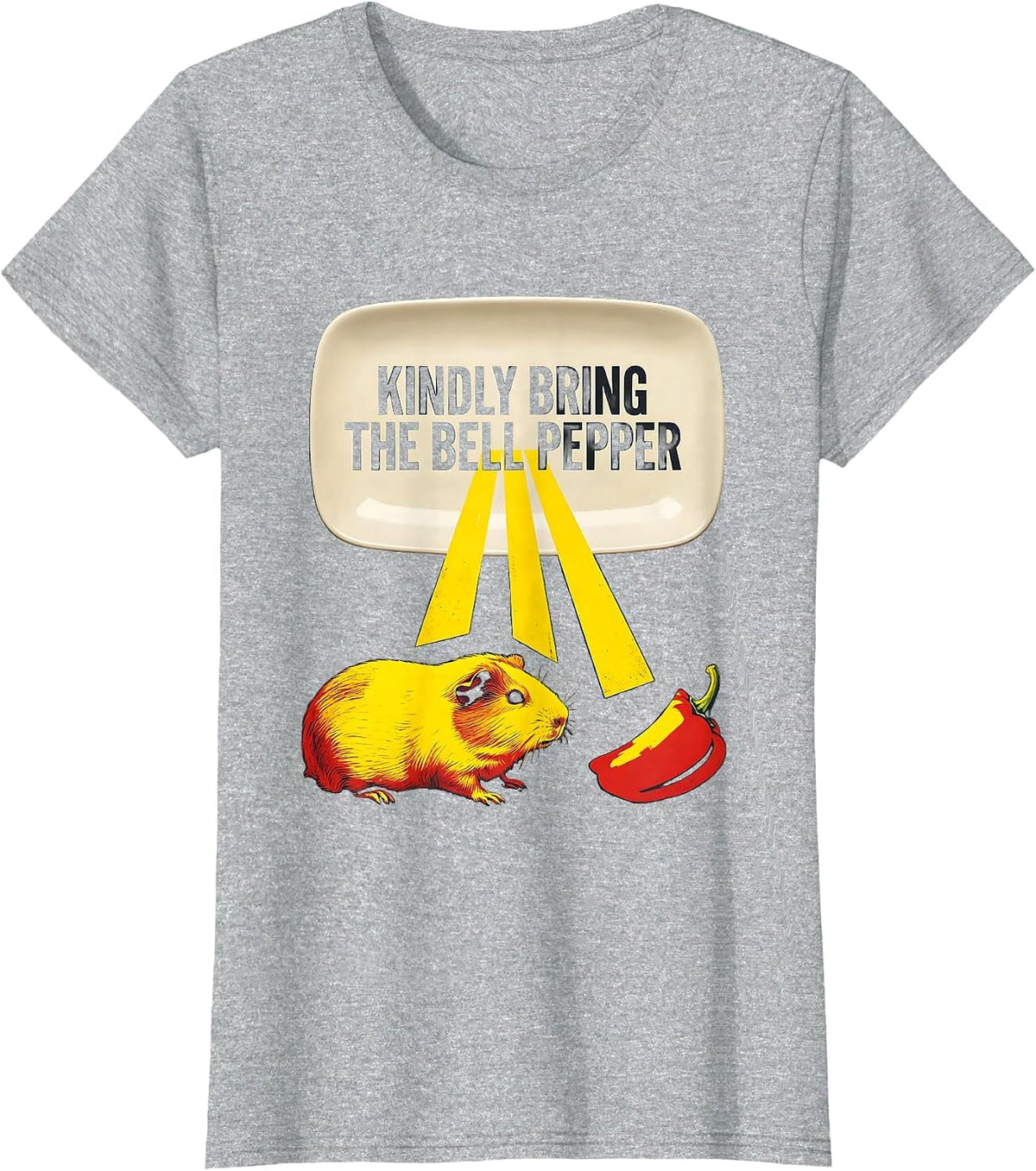 Women's Kindly Bring The Bell Pepper Funny Guinea Pig Cavy Lover T-Shirt - Heather Grey