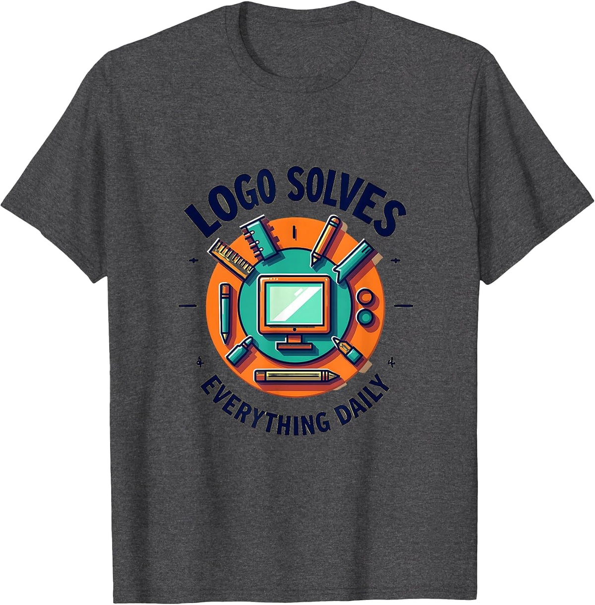 Logo Solves Everything Daily Graphic Design T-Shirt - Dark Heather Grey