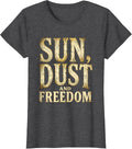 Women's White Cowgirl Sun Dust and Freedom Design T-Shirt - Dark Heather Grey