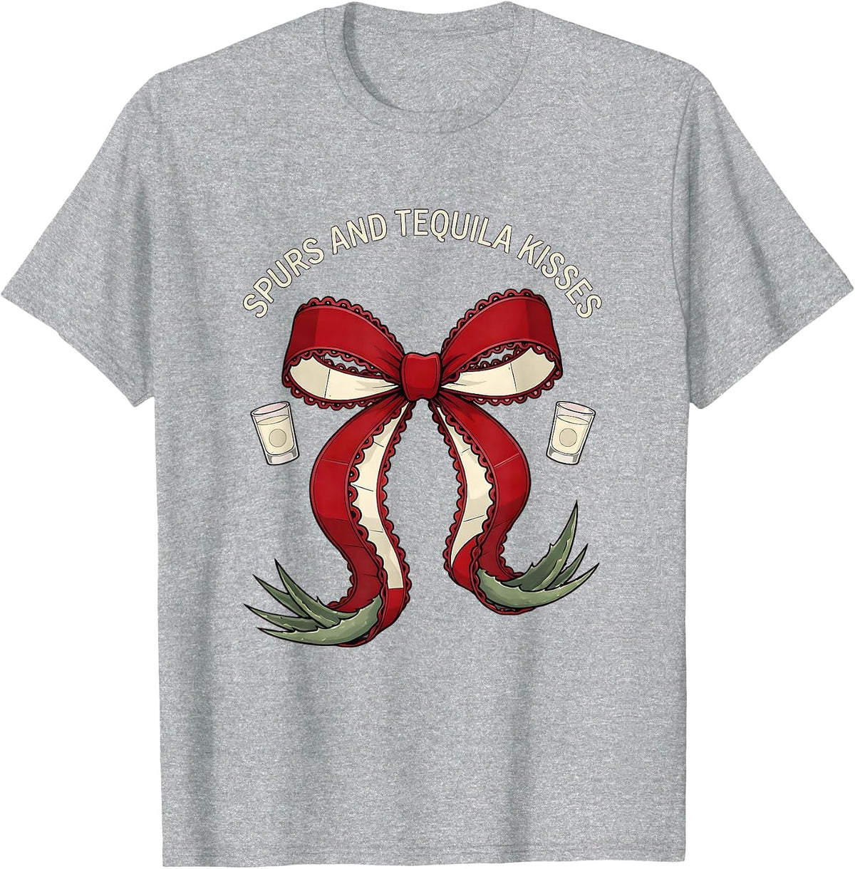 Men's Spurs and Tequila Kisses Cowgirl Design T-Shirt - Heather Grey