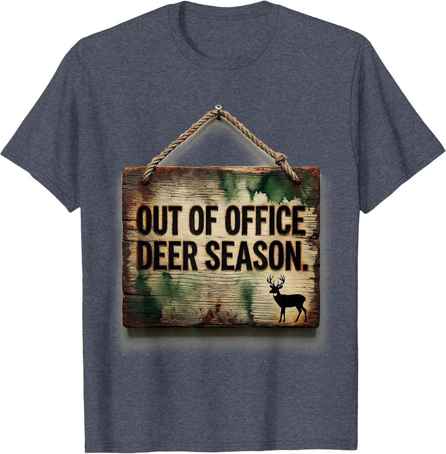 Out Of Office Deer Season Vintage Hunting Dad Gift T-Shirt - Heather Blue