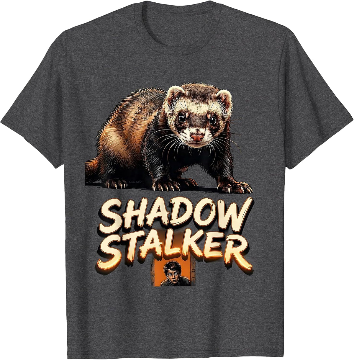 Shadow Stalker Sign Painter Ferret Lover Funny Gift T-Shirt - Dark Heather Grey