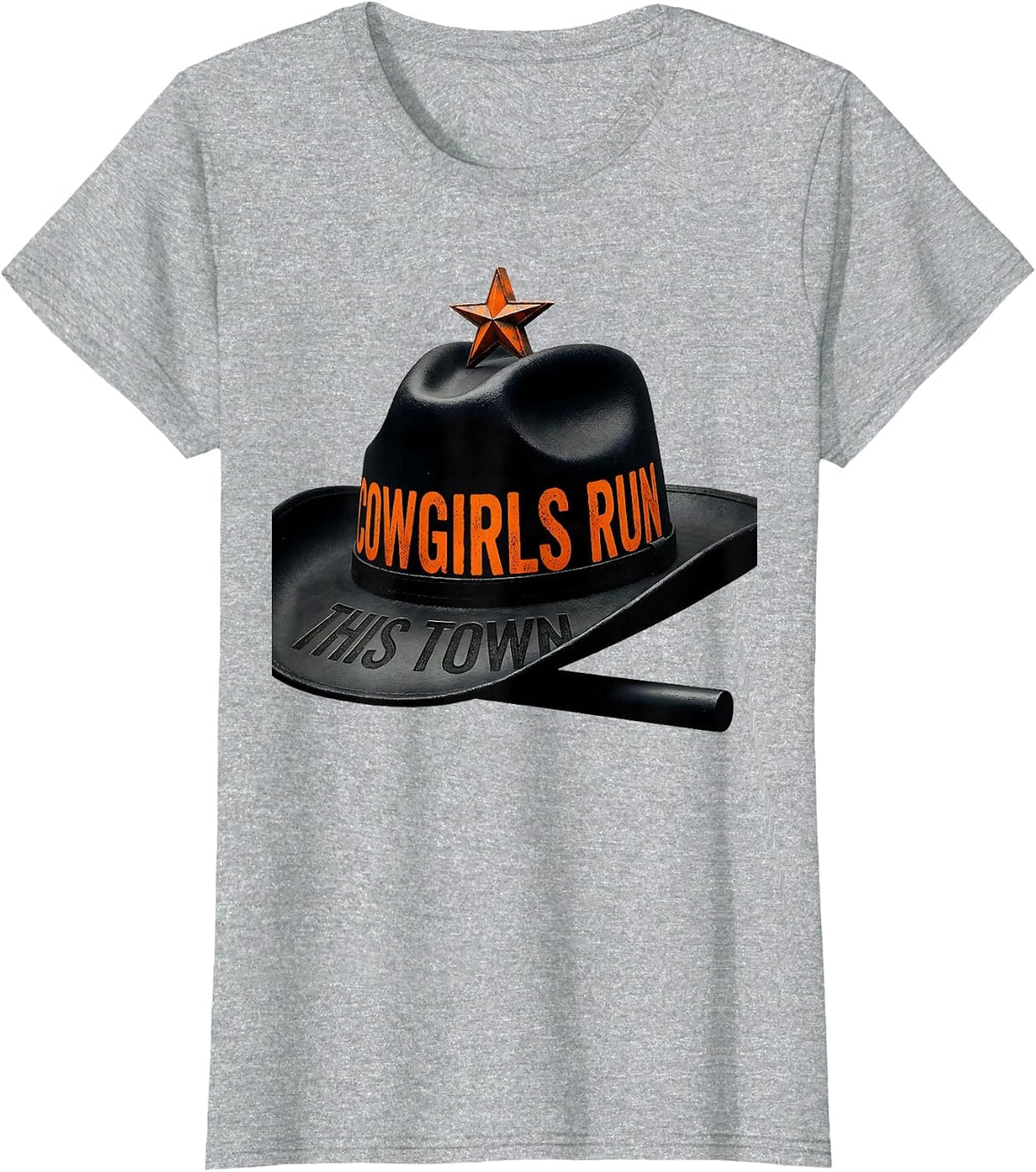 Cowgirls Run This Town Western Design T-Shirt - Heather Grey