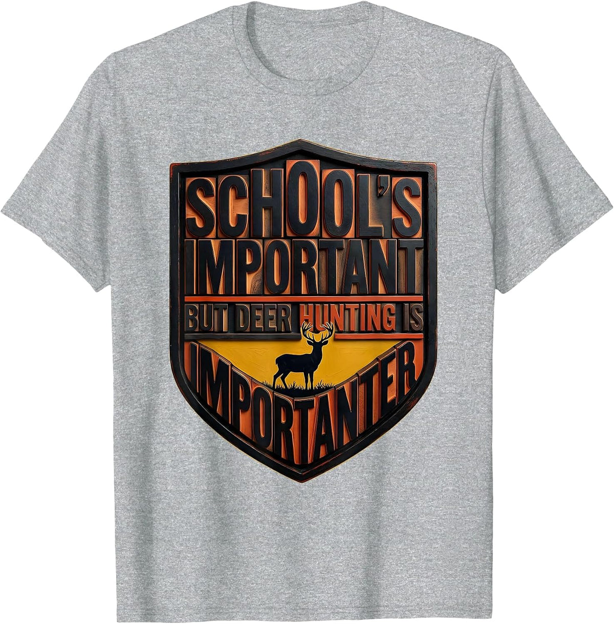 Men's School's Important But Deer Hunting Is Importanter Youth T-Shirt - Heather Grey