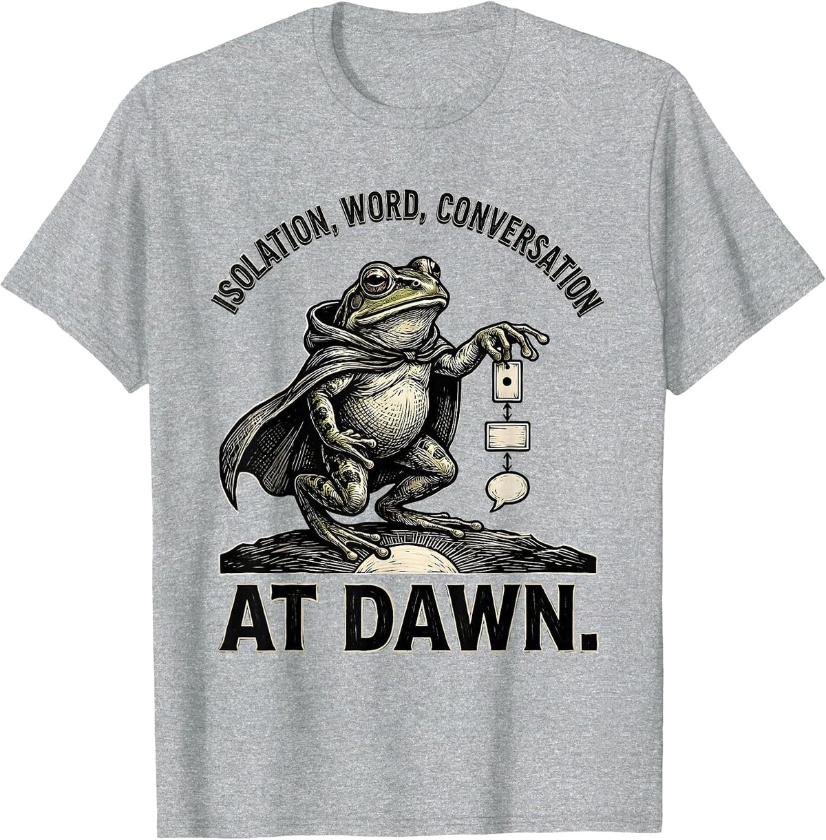 Men's Isolation Word Conversation At Dawn Funny Frog Teacher T-Shirt - Heather Grey