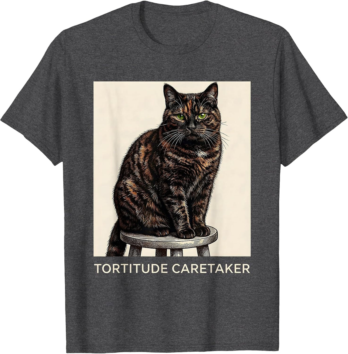 Tortitude Caretaker Funny Tortie Cat Lover Pet Owner Humor T-Shirt - Dark Heather Grey