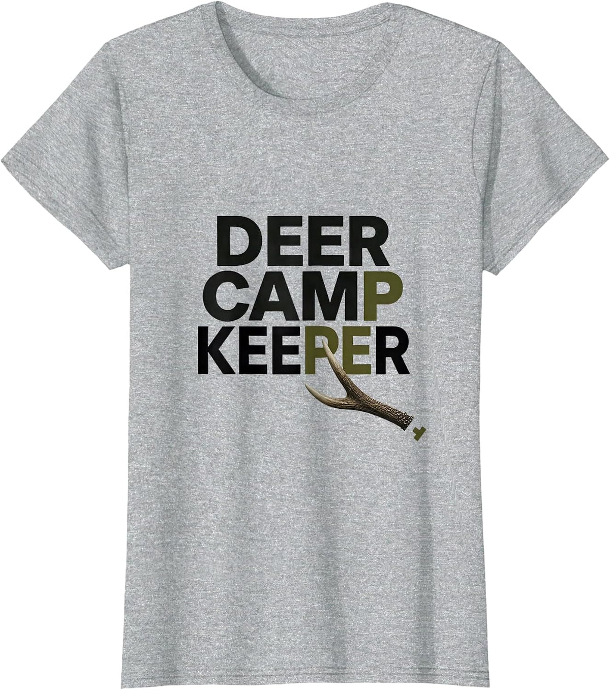 Deer Camp Keeper Patriotic Camo Deer Hunting Dad Gift T-Shirt - Heather Grey
