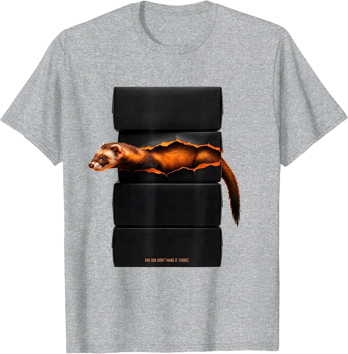 Men's One Box Didn't Make It Ferret Brutalist Ferret Lover T-Shirt - Heather Grey