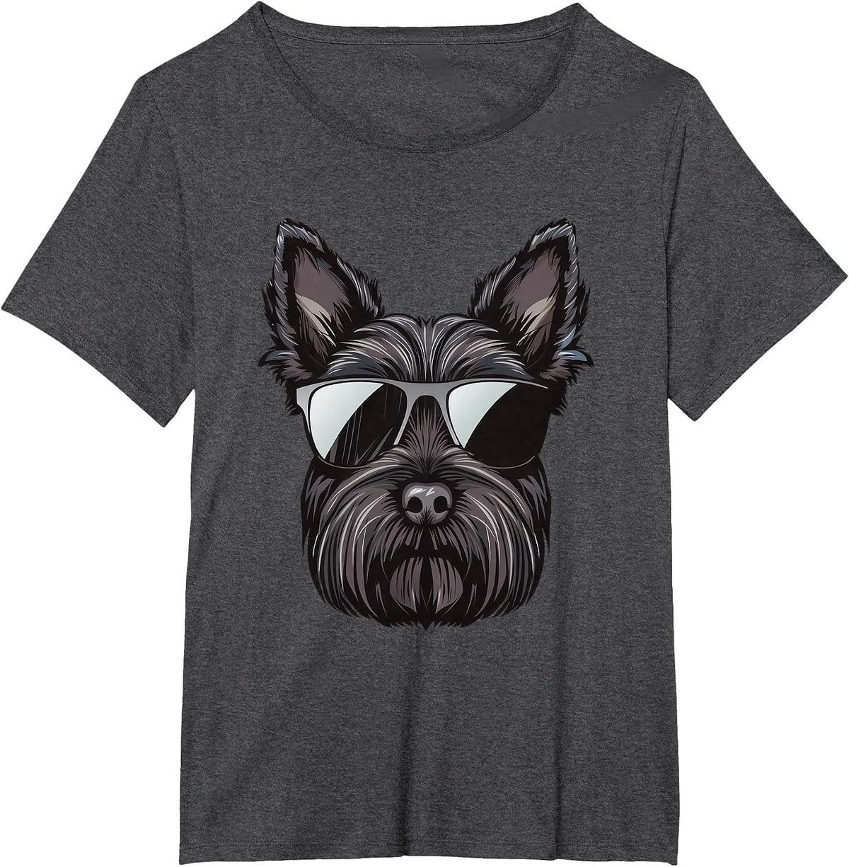 Scottish Terrier Dog Sunglasses T-Shirt - Dark Heather Grey