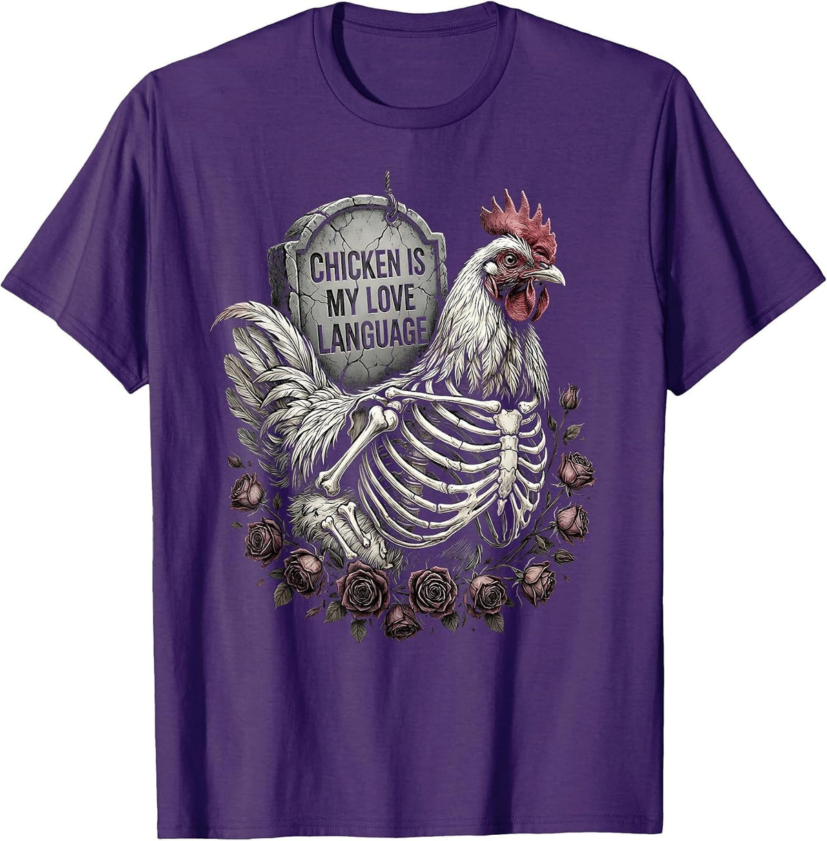 Chicken Is My Love Language Women's Design T-Shirt - Purple