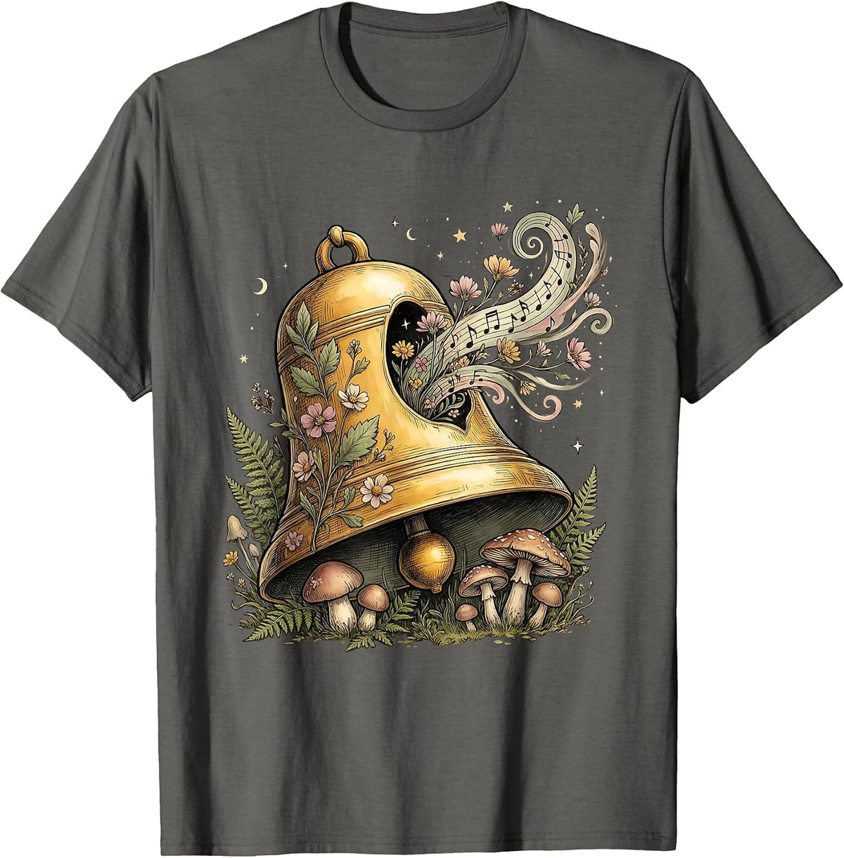 Men's 2nd Grade Teacher Ringing Bell Musical Notes T-Shirt - Asphalt Grey