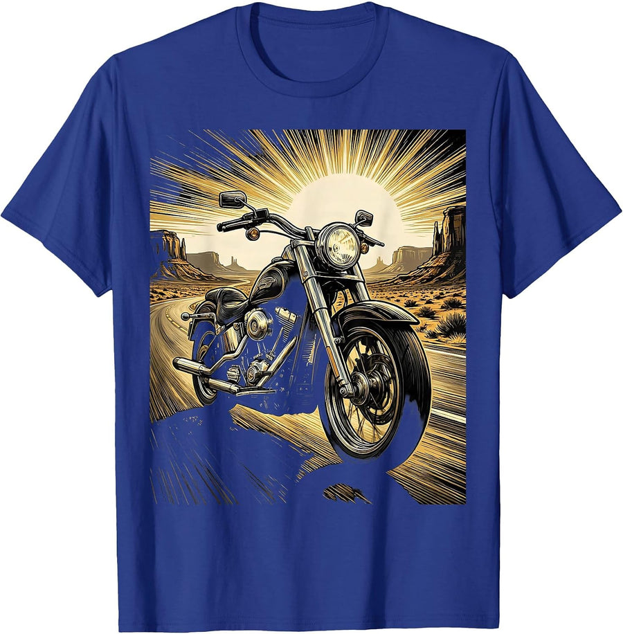 40th Birthday Vintage Motorcycle Highway Graphic T-Shirt - Royal Blue