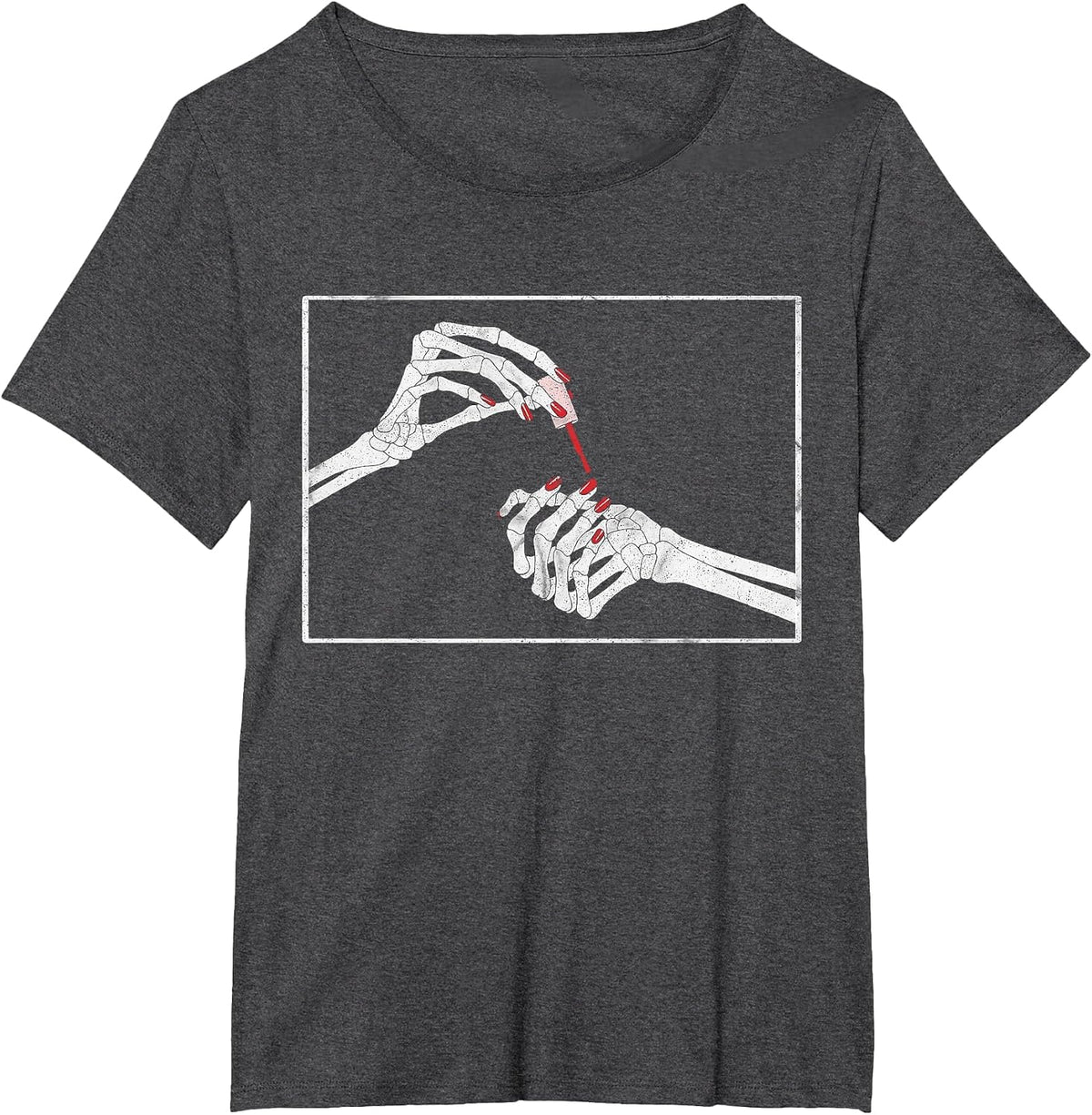 Halloween's Fave Nail Tech: Skeleton Manicurist T-Shirt - Dark Heather Grey