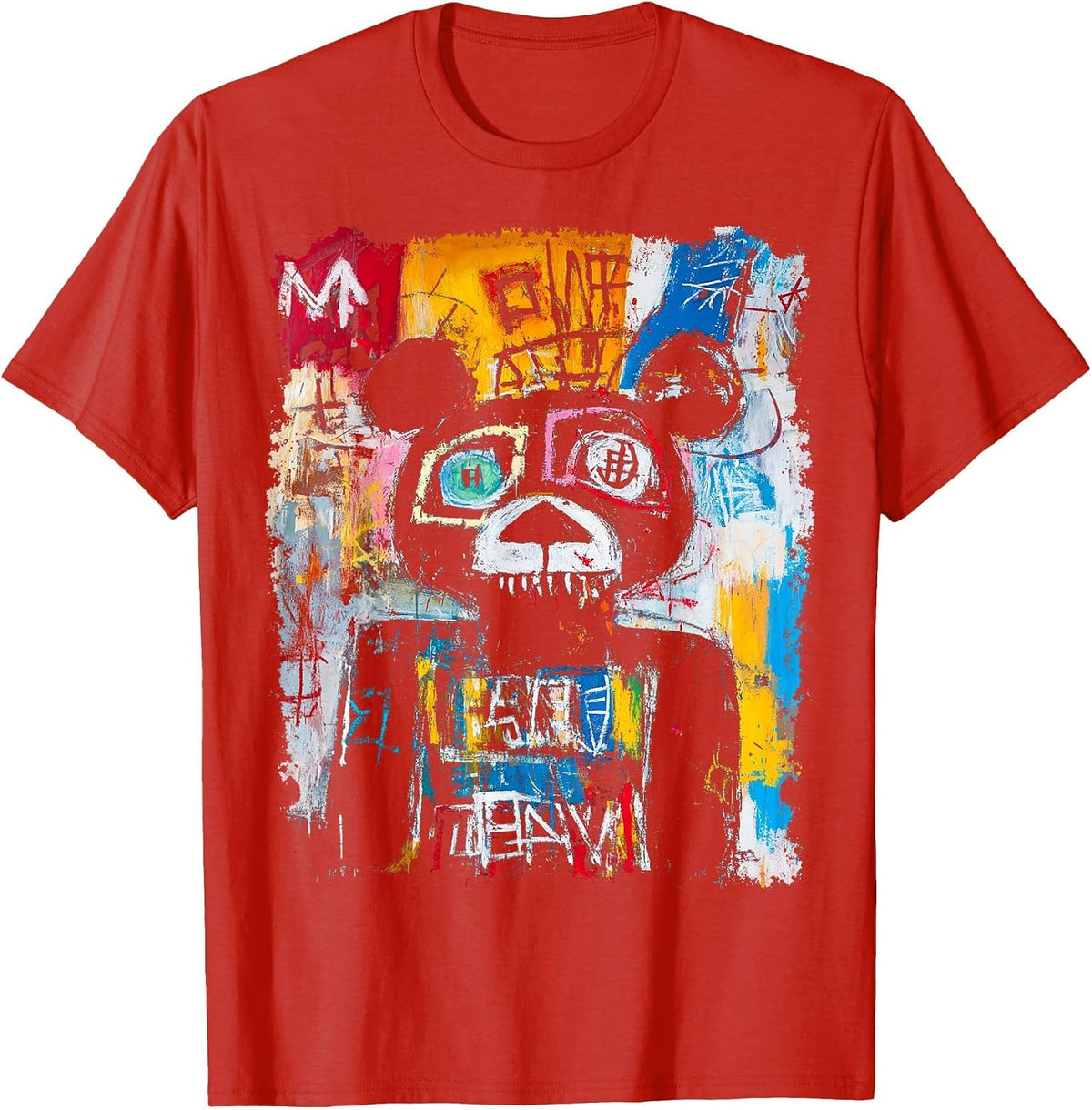Pop Art Style Bear 90s Graffiti T-Shirt - Red