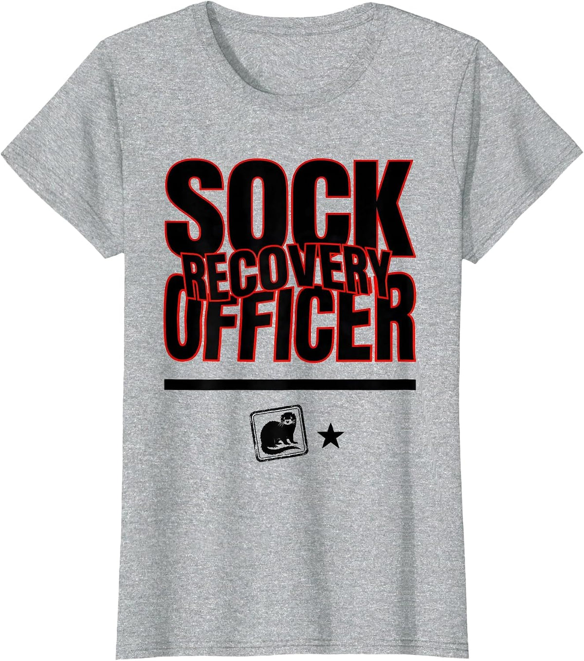 Sock Recovery Officer Funny Ferret Owner Gift T-Shirt - Heather Grey