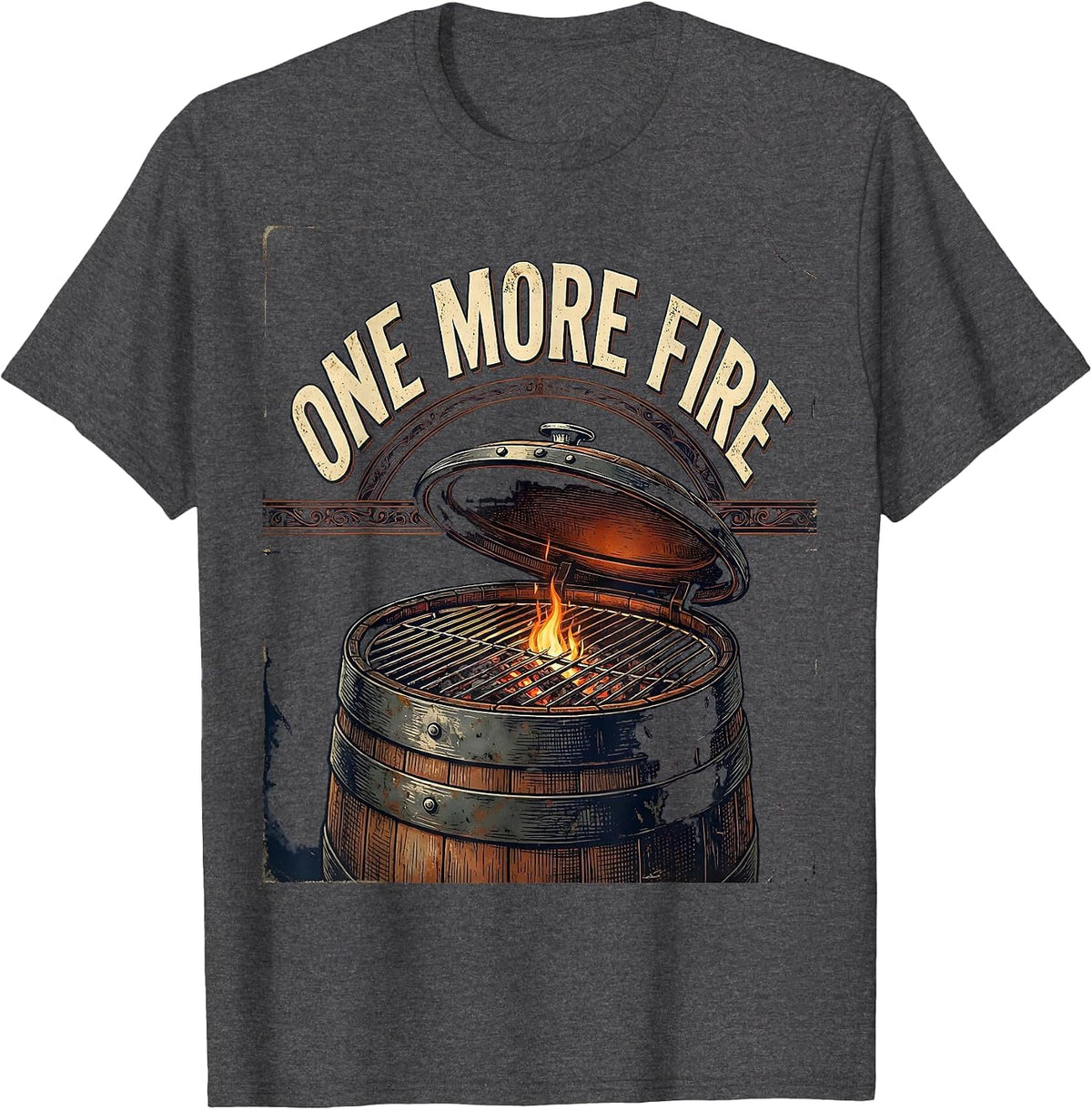 One More Fire Vintage BBQ Pitmaster Last Cookout Of Summer T-Shirt - Dark Heather Grey