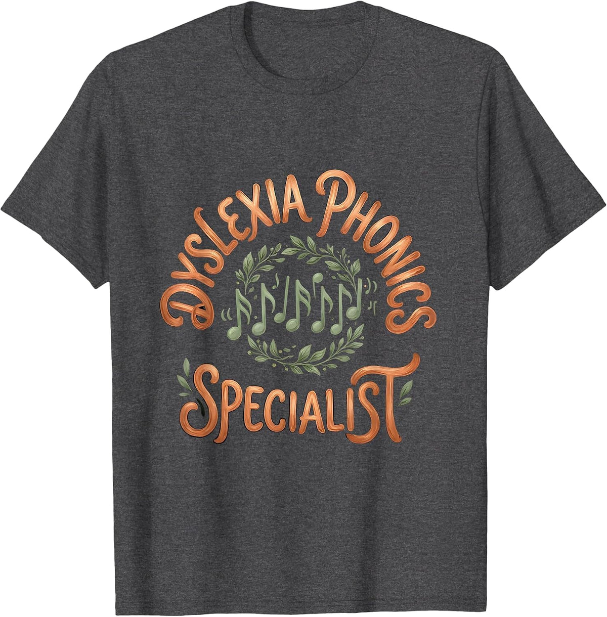 Men's Dyslexia Phonics Specialist Boho Typography Teacher T-Shirt - Dark Heather Grey