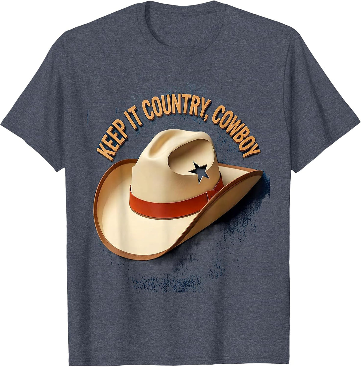 Keep It Country Cowboy Western Design T-Shirt - Heather Blue
