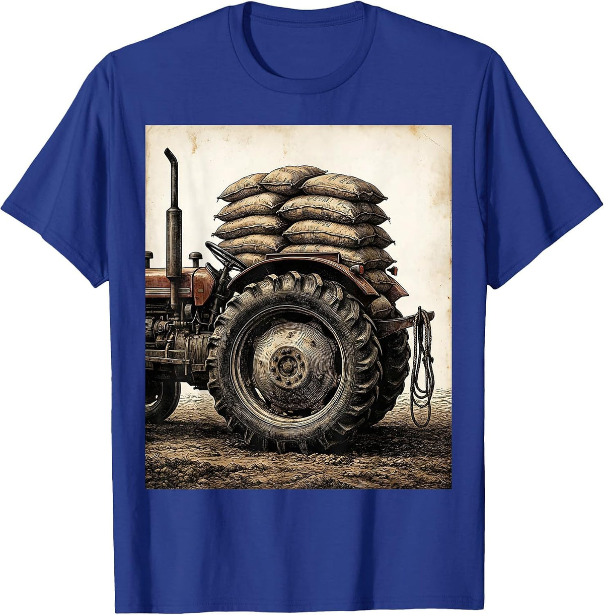 Vintage Farm Tractor Farmer Pride T-Shirt - Royal Blue