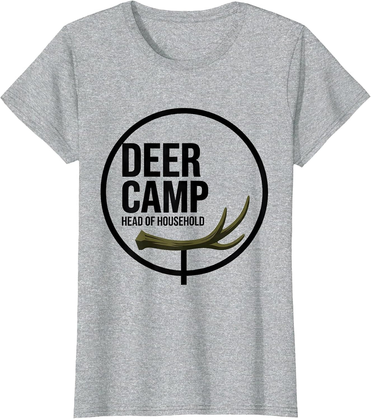 Deer Camp Head Of Household Funny Camo Deer Hunter Dad Gift T-Shirt - Heather Grey