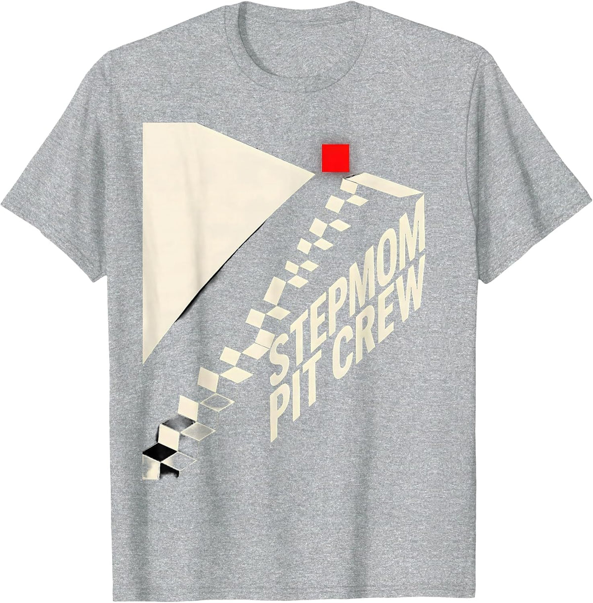 Men's Stepmom Pit Crew Constructivist Poster Race Car Birthday T-Shirt - Heather Grey