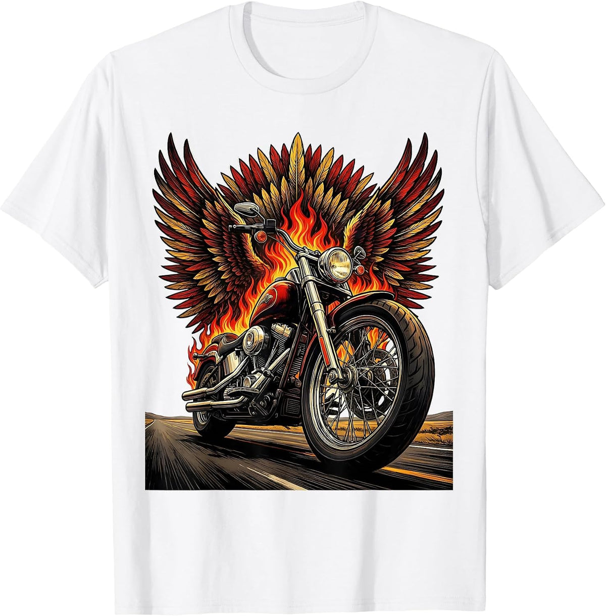Men's Motorcycle Freedom Open Road Graphic Tee T-Shirt - White