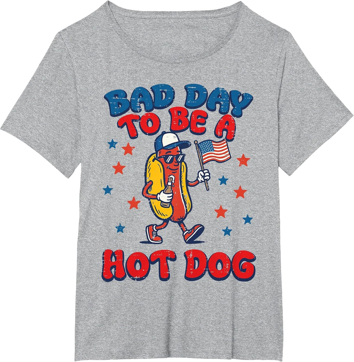 Bad Day to Be Hotdog US Flag Funny 4th of July Men Women Kid T-Shirt - Heather Grey