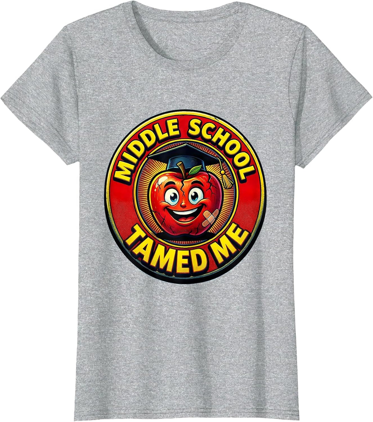 Middle School Tamed Me Teacher Design T-Shirt - Heather Grey