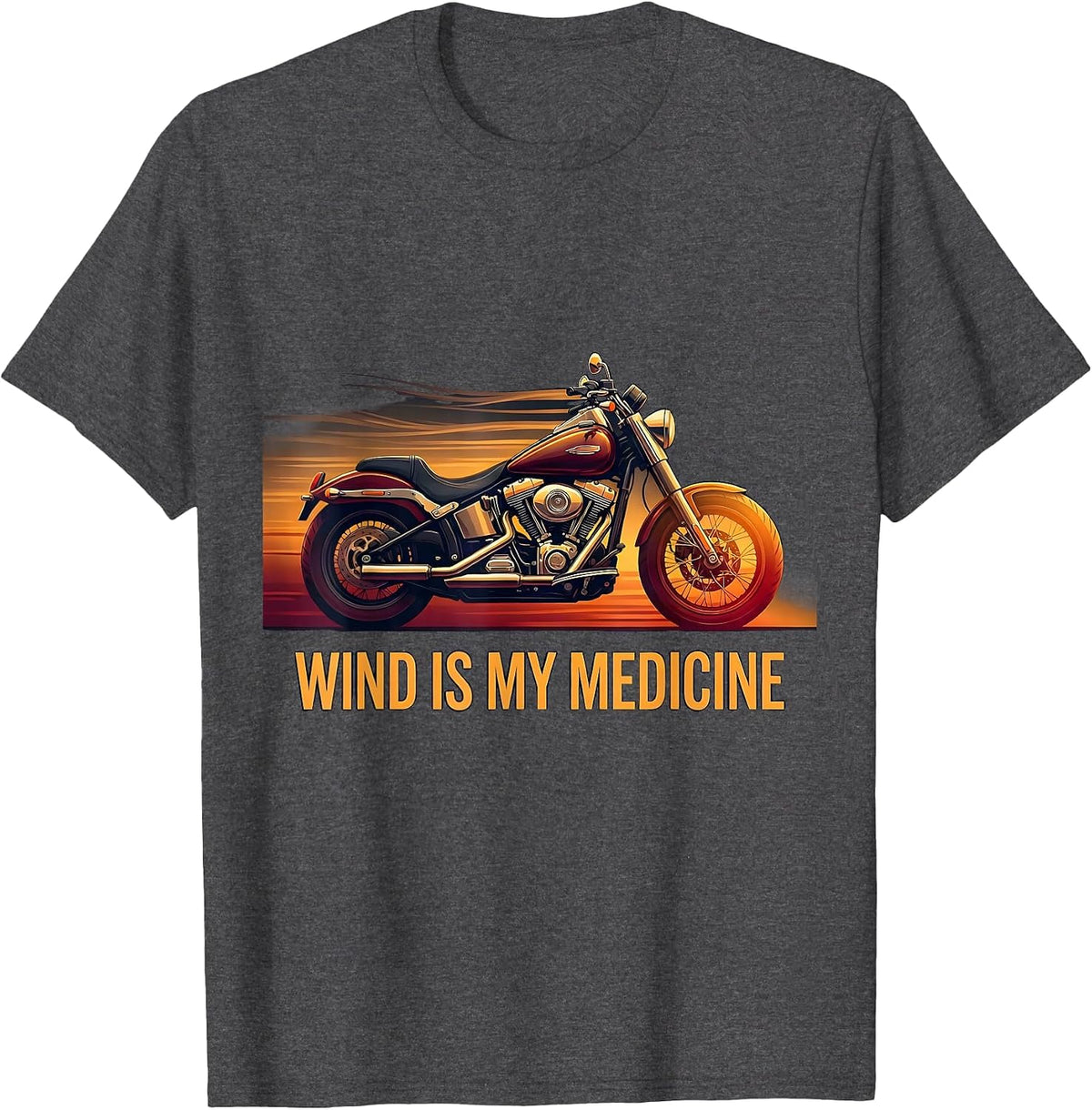 Men's Wind Is My Medicine Motorcycle Riding Design T-Shirt - Dark Heather Grey