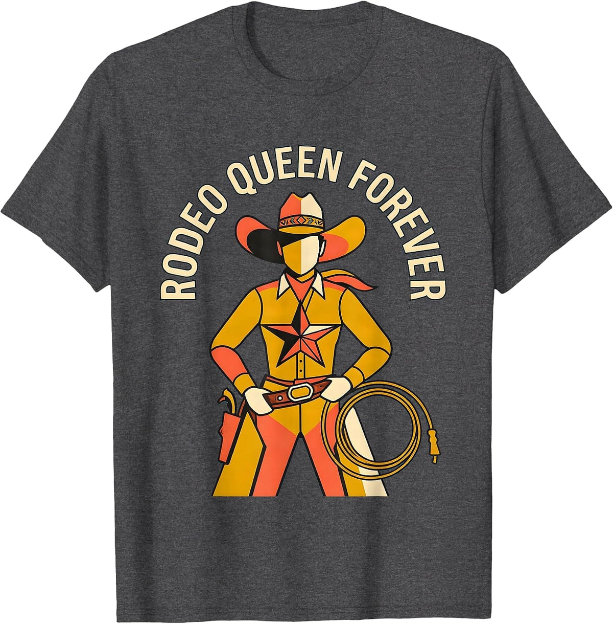 Men's Rodeo Queen Forever Western Cowgirl Design T-Shirt - Dark Heather Grey