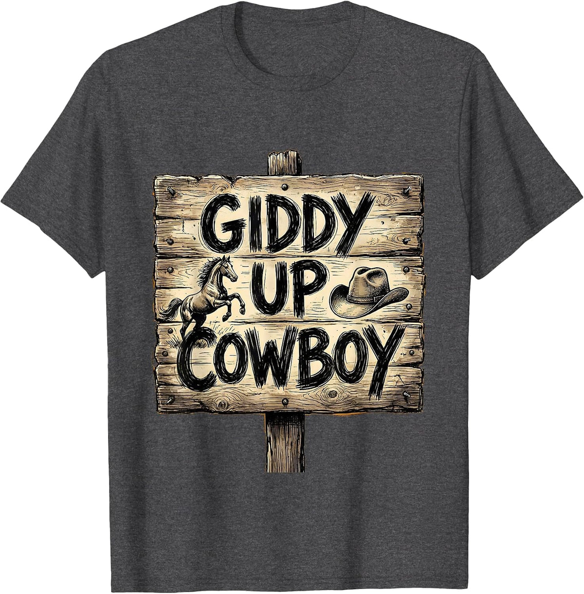Save A Horse Ride A Cowboy Western Design T-Shirt - Dark Heather Grey