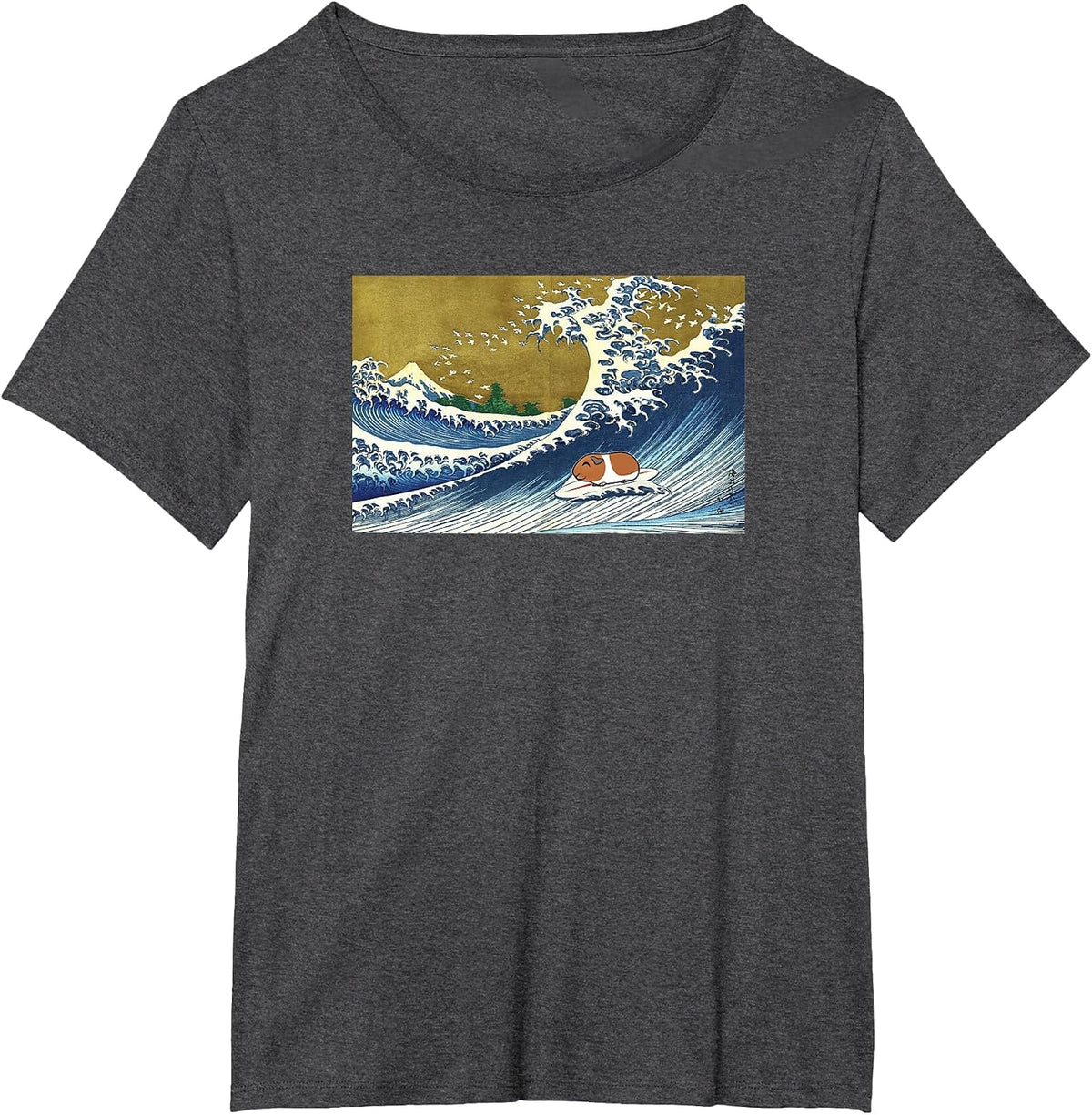 Funny Retro Vintage Surfing A Great Wave Guinea Pig Lover T-Shirt - Dark Heather Grey