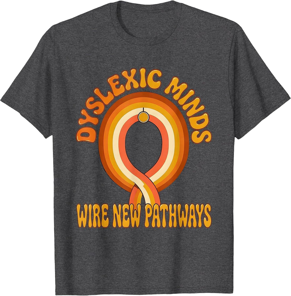 Men's Dyslexic Minds Wire New Pathways Retro Dyslexia Teacher T-Shirt - Dark Heather Grey