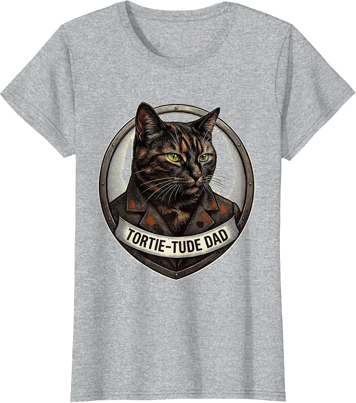 Tortie-Tude Dad Funny Tortie Cat Owner Pet Lover Humor T-Shirt - Heather Grey