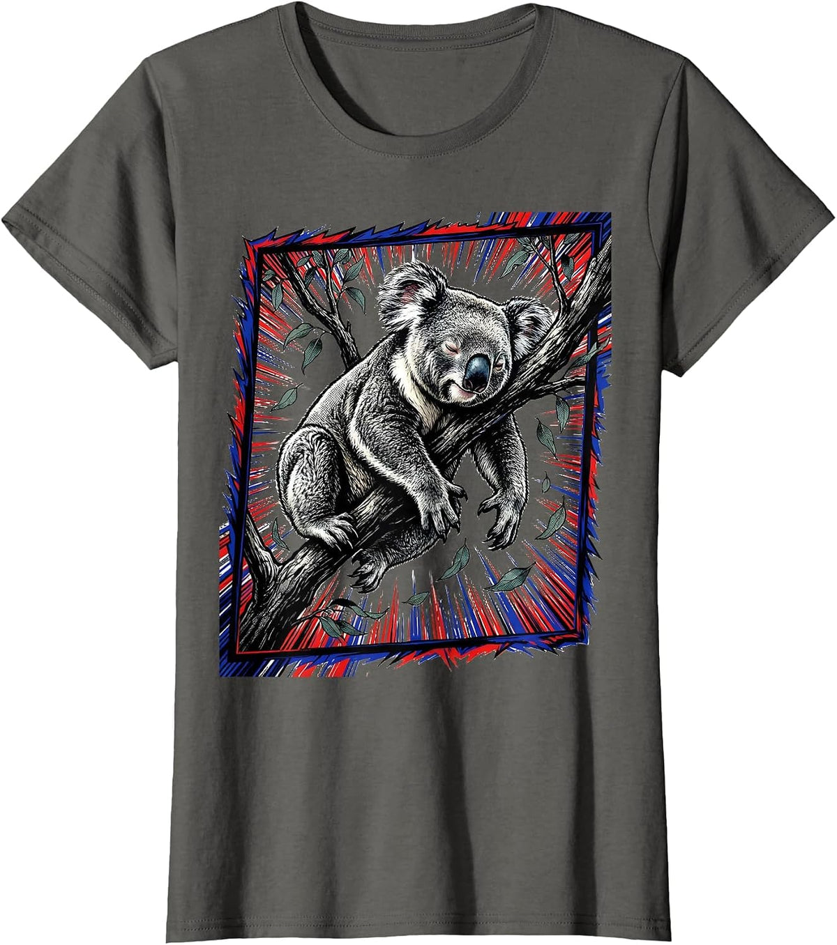 Women's Sleeping Koala Comic Book Animal Lover Gift T-Shirt - Asphalt Grey