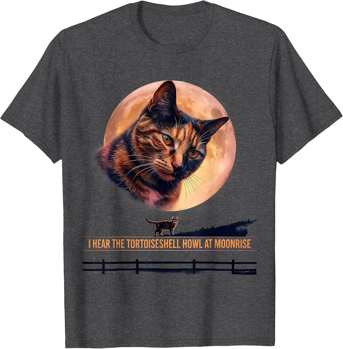 Men's I Hear the Tortoiseshell Howl at Moonrise Retro T-Shirt - Dark Heather Grey