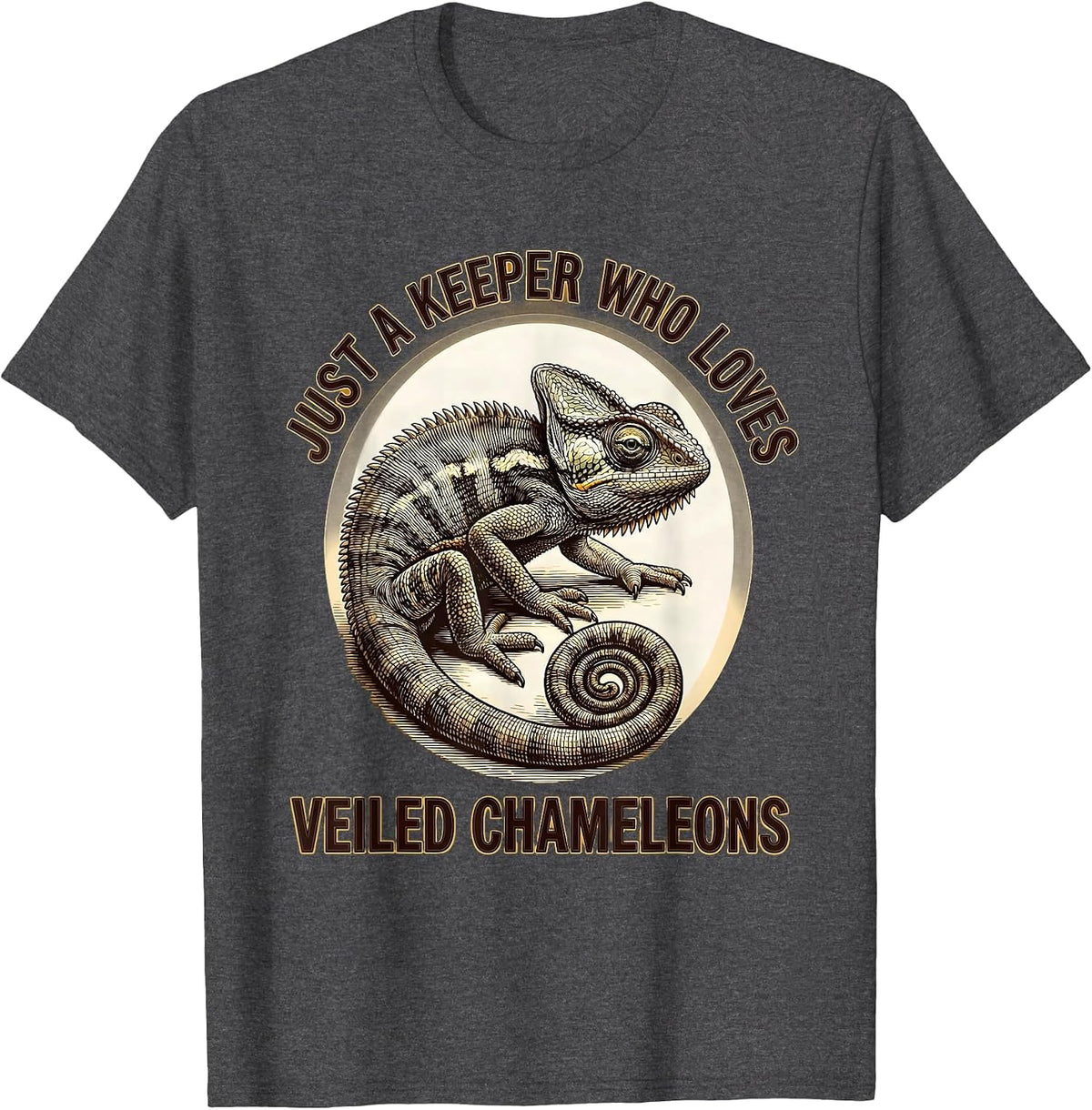 Just A Keeper Who Loves Veiled Chameleons Reptile Humor T-Shirt - Dark Heather Grey