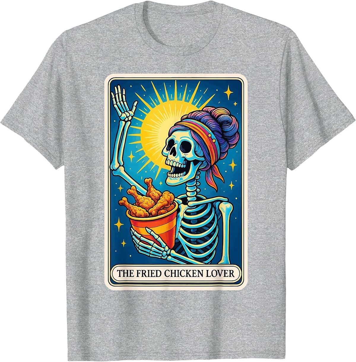 The Fried Chicken Lover Tarot Card T-Shirt - Heather Grey