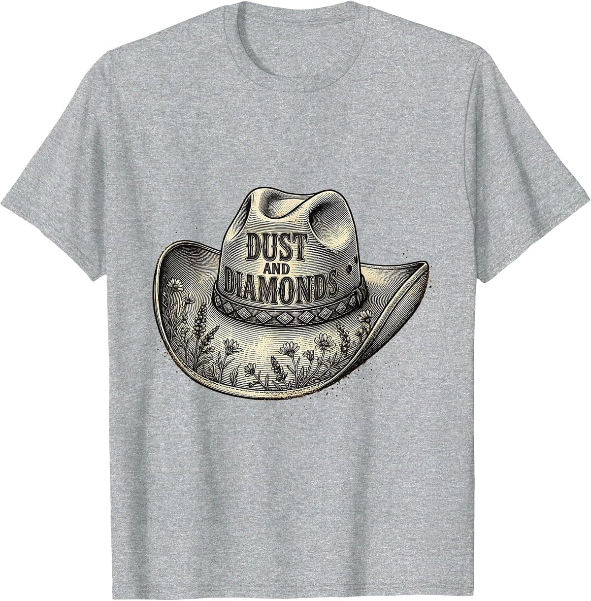 Men's Dust and Diamonds Cowgirl Western Design T-Shirt - Heather Grey