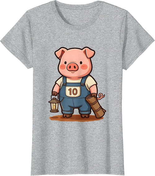 10 Funny Pig Lover Halloween Costume Humor Novelty T-Shirt - Heather Grey