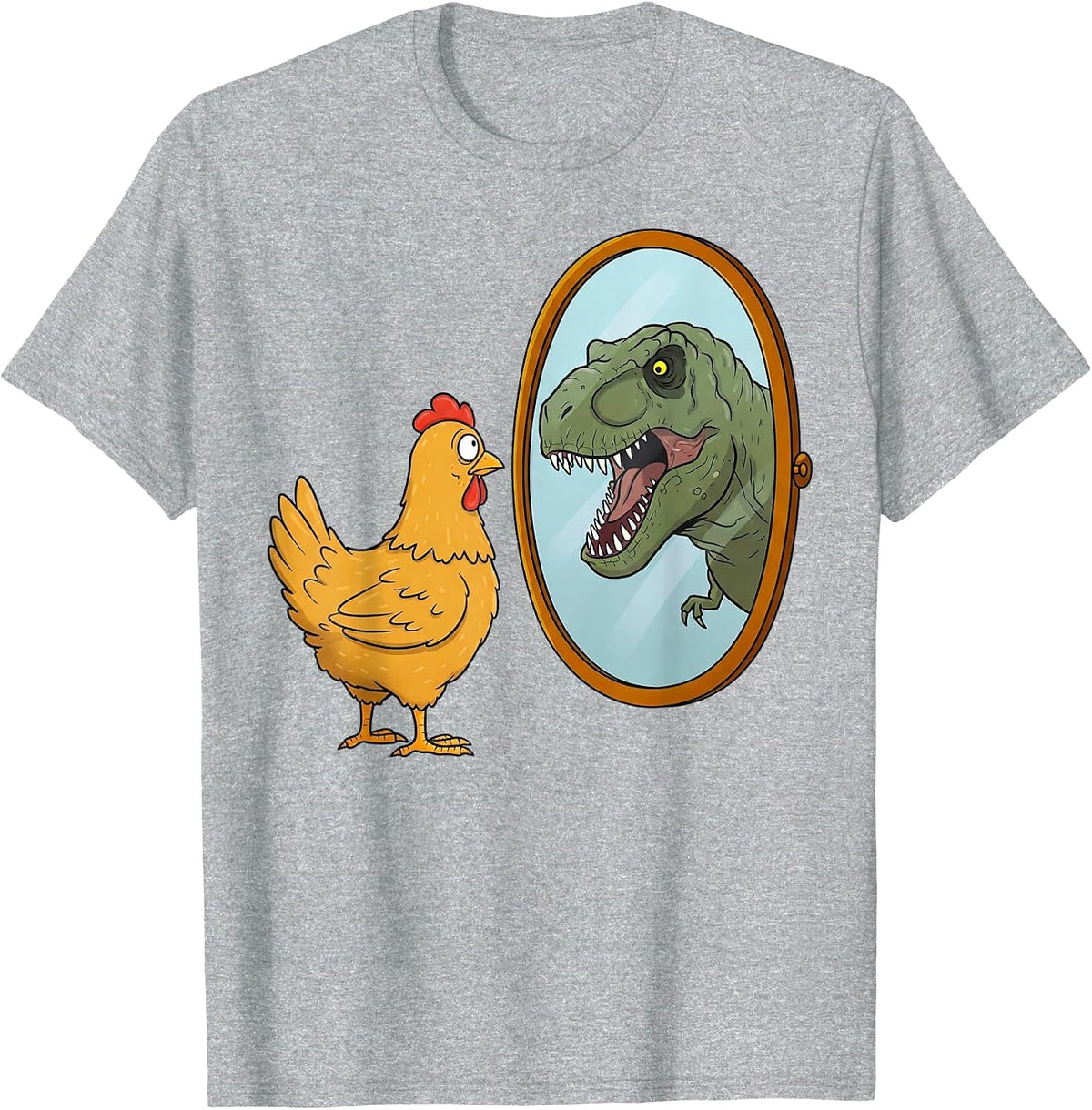 Funny Chicken Dinosaur T-Rex Chicken Lover Owner T-Shirt - Heather Grey