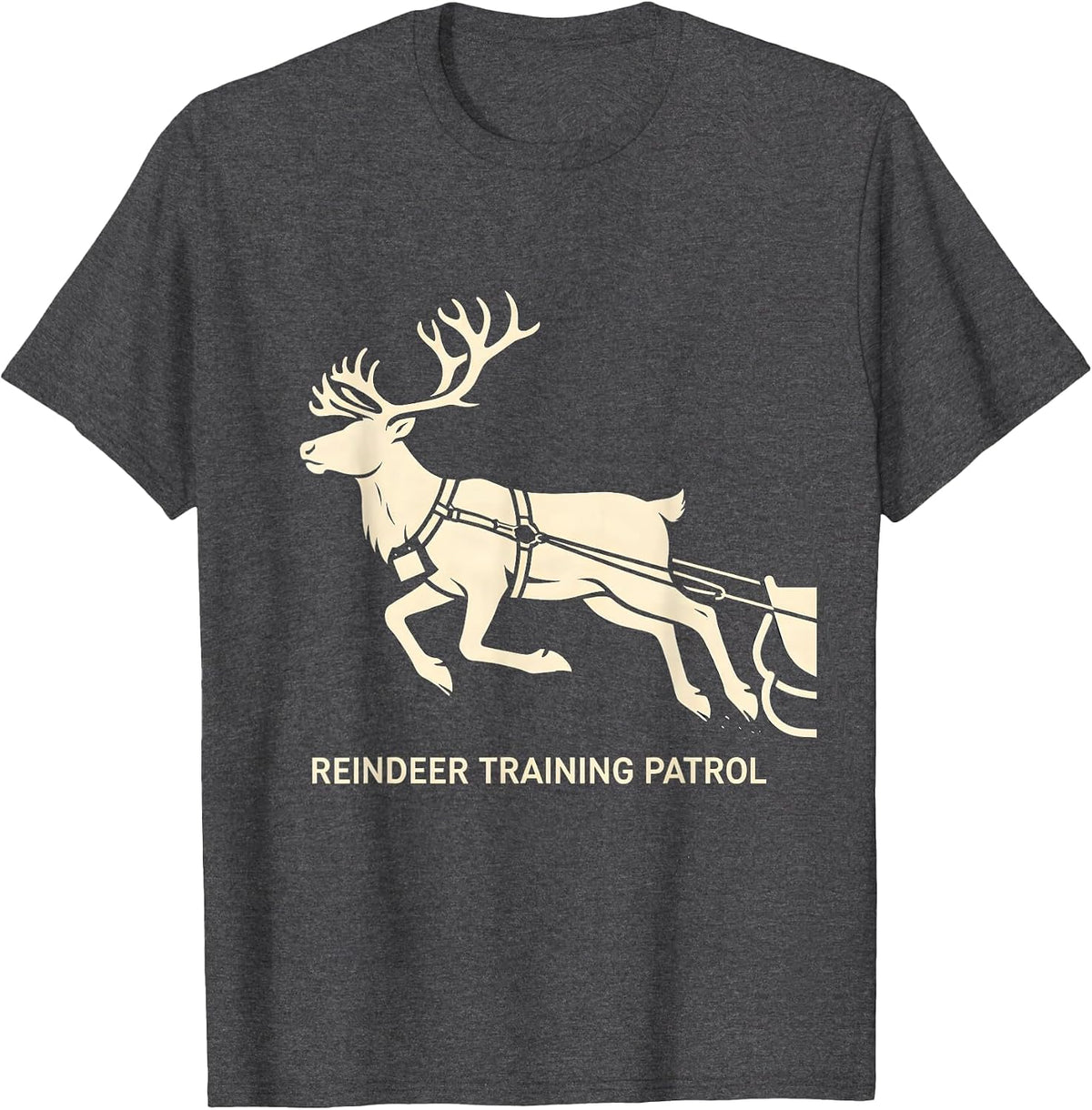 Men's Reindeer Training Patrol Funny Christmas Running Runner Gift T-Shirt - Dark Heather Grey