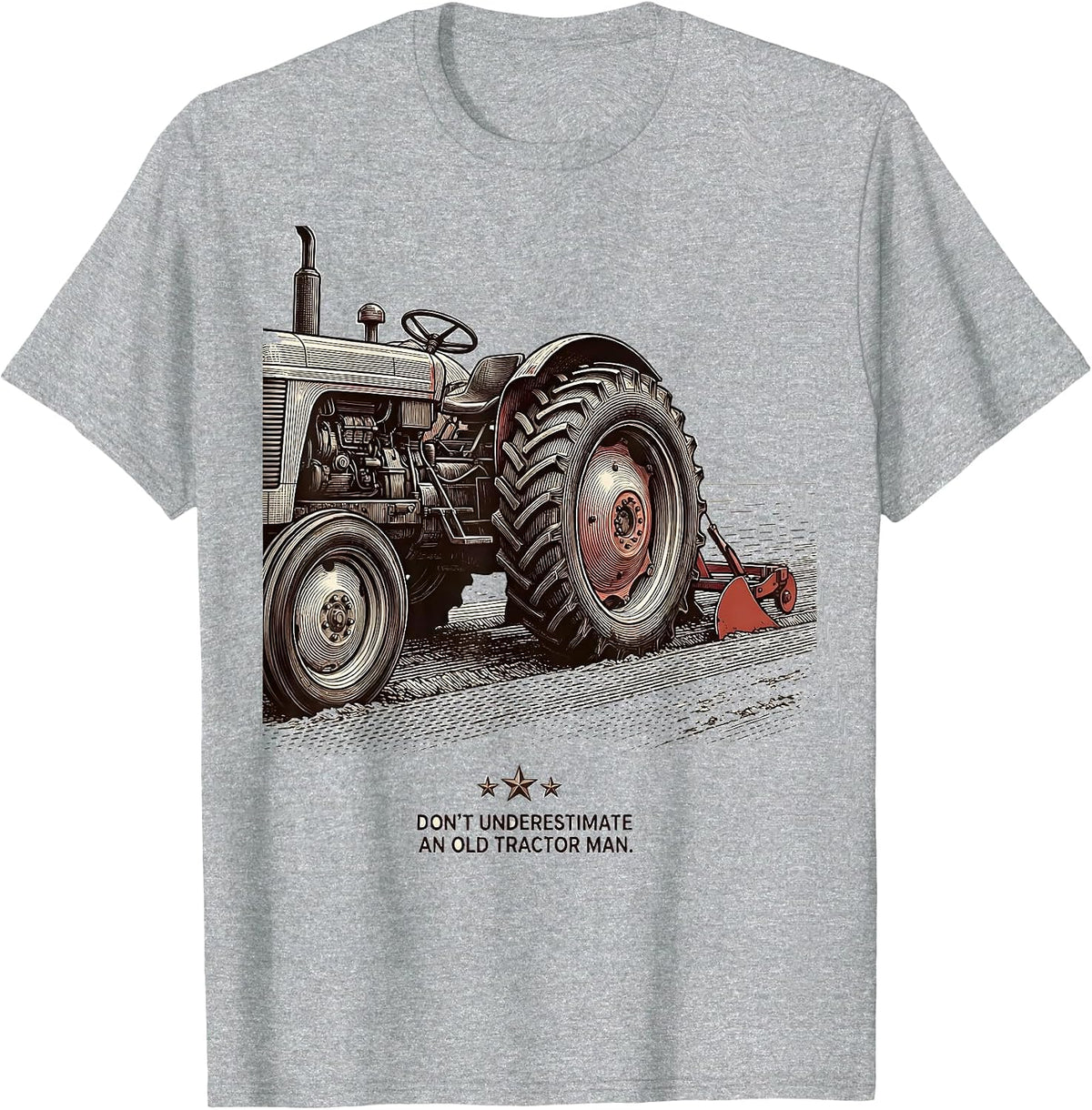 Men's Don't Underestimate An Old Tractor Man Vintage Farm Tractor T-Shirt - Heather Grey