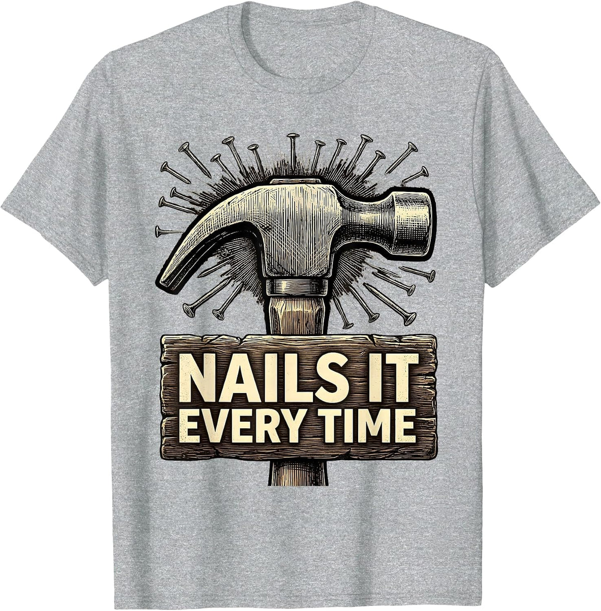 Men's Nails It Every Time Nail Tech Design T-Shirt - Heather Grey